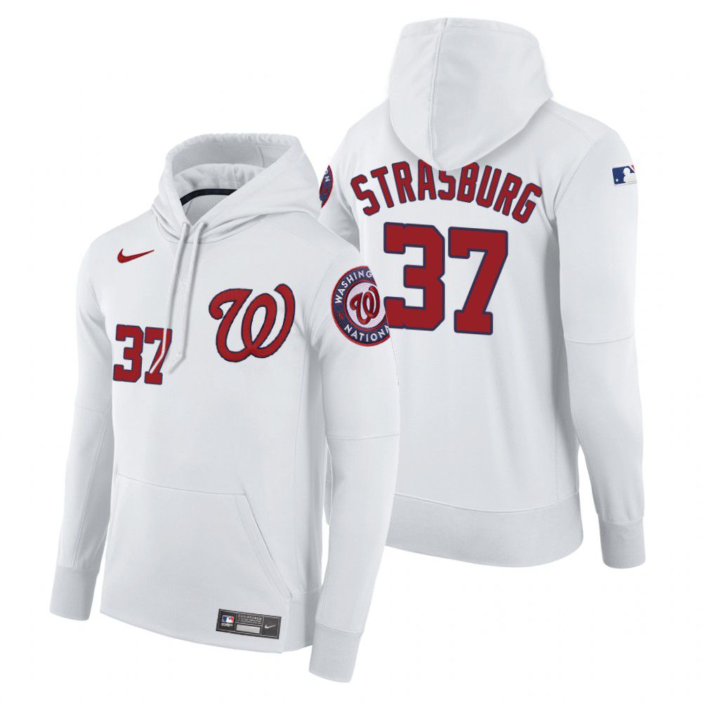 Men Washington Nationals #37 Strasburg white home hoodie 2021 MLB Nike Jerseys